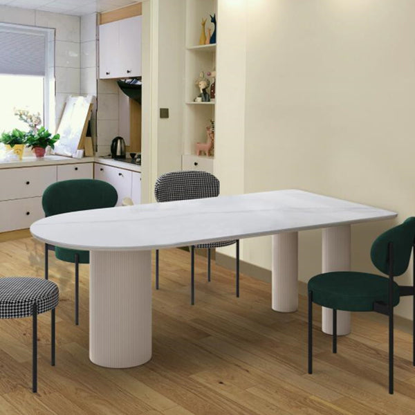 Metal Modern Free Form Dining Table Marble Top Table for Dining Room and Kitchen