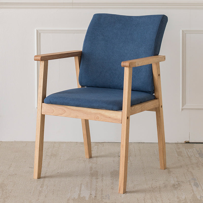 Chaise contemporaine en bois d'hévéa à dossier solide, chaise de salle à manger en bois au fini mat avec pieds naturels