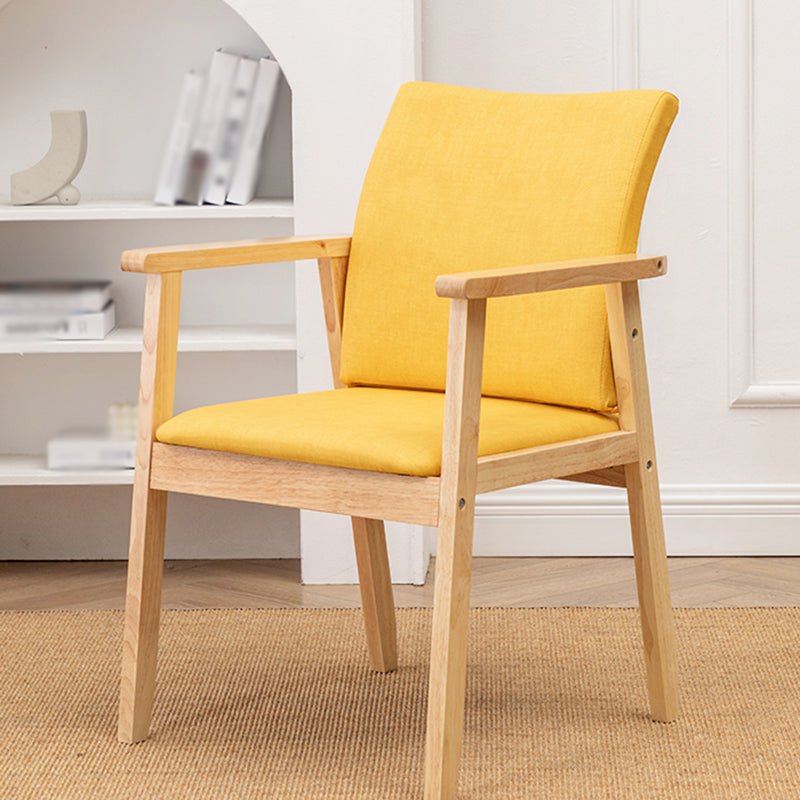 Chaise contemporaine en bois d'hévéa à dossier solide, chaise de salle à manger en bois au fini mat avec pieds naturels
