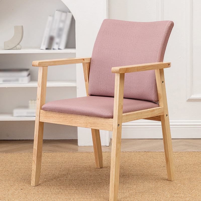 Chaise contemporaine en bois d'hévéa à dossier solide, chaise de salle à manger en bois au fini mat avec pieds naturels