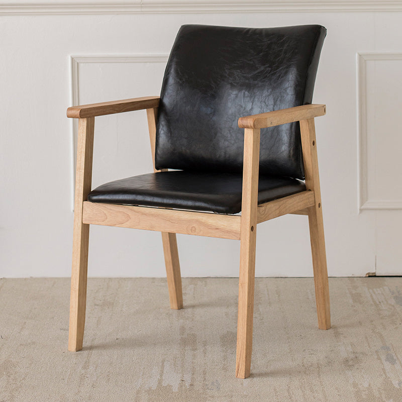 Chaise contemporaine en bois d'hévéa à dossier solide, chaise de salle à manger en bois au fini mat avec pieds naturels