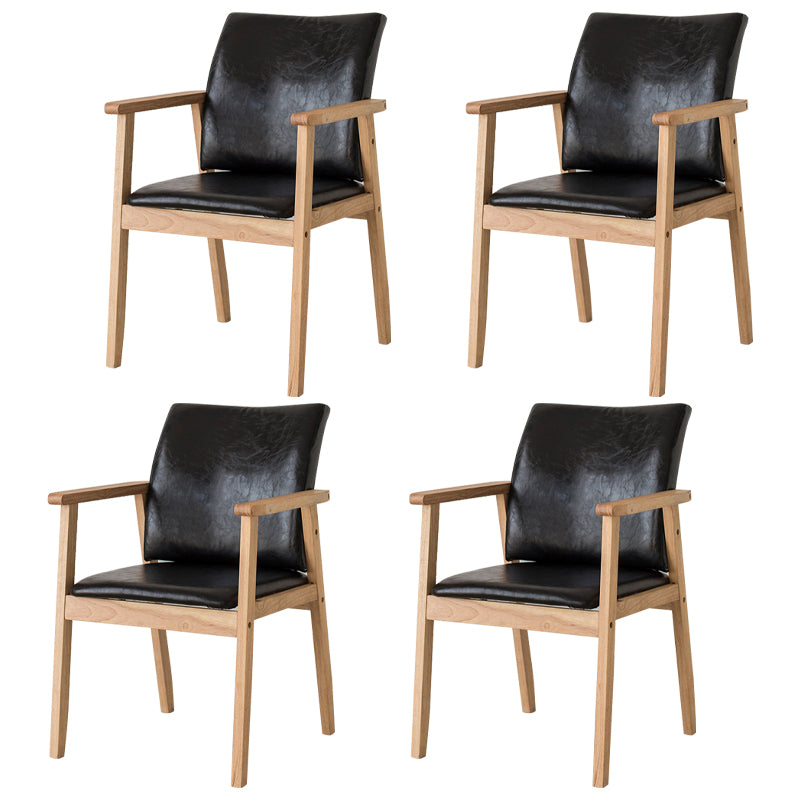 Chaise contemporaine en bois d'hévéa à dossier solide, chaise de salle à manger en bois au fini mat avec pieds naturels