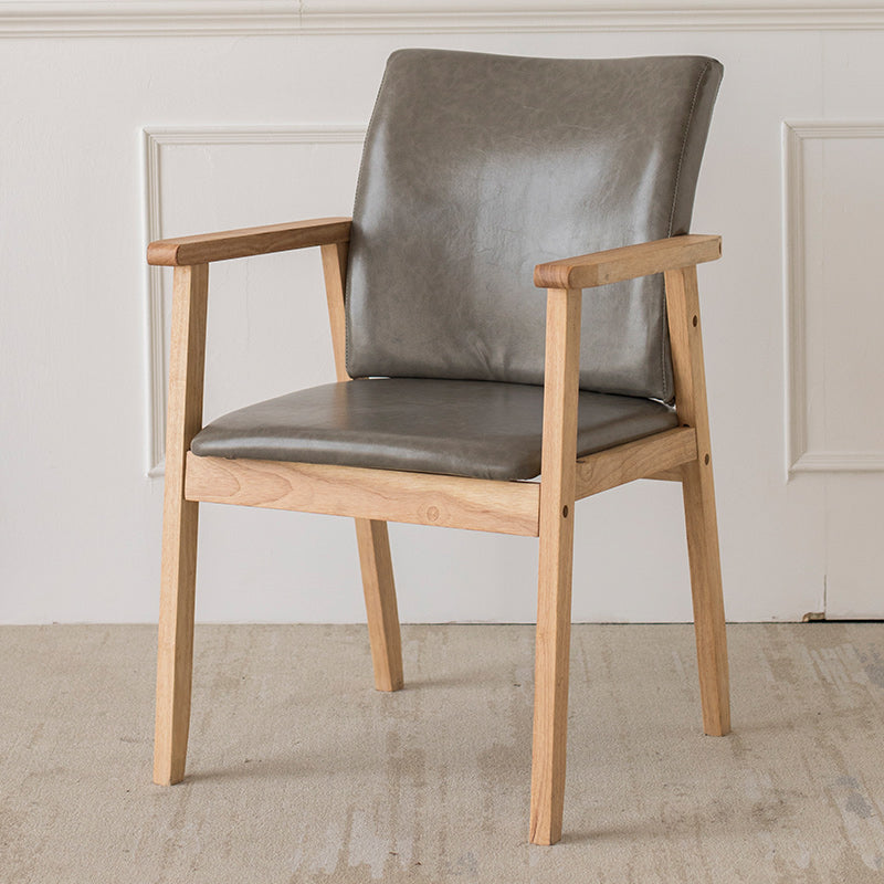 Chaise contemporaine en bois d'hévéa à dossier solide, chaise de salle à manger en bois au fini mat avec pieds naturels