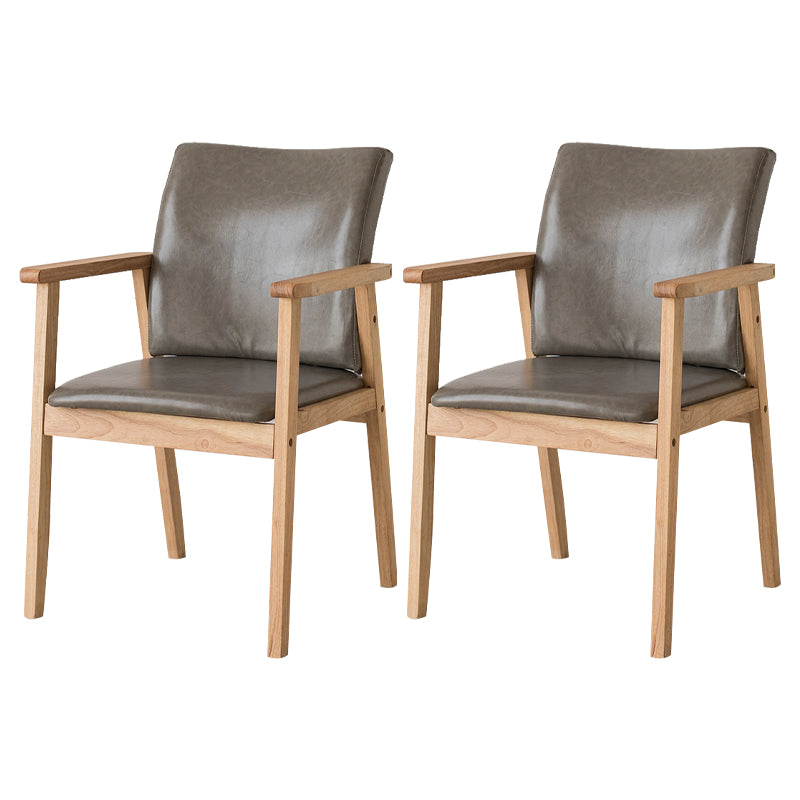 Chaise contemporaine en bois d'hévéa à dossier solide, chaise de salle à manger en bois au fini mat avec pieds naturels