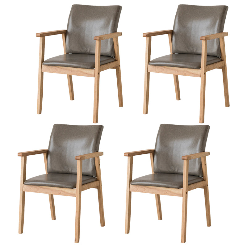 Chaise contemporaine en bois d'hévéa à dossier solide, chaise de salle à manger en bois au fini mat avec pieds naturels