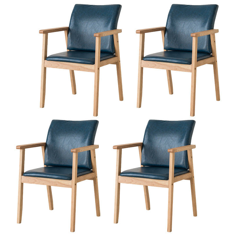 Chaise contemporaine en bois d'hévéa à dossier solide, chaise de salle à manger en bois au fini mat avec pieds naturels