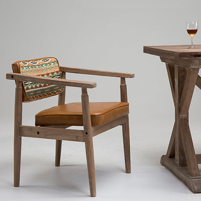 Traditional Style Rubber Wood Chairs Open Back Side Kitchen Dining Chair
