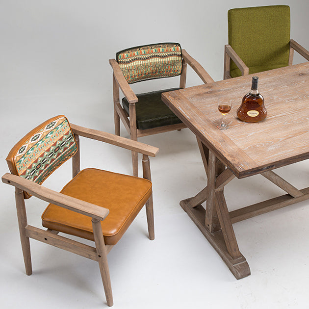 Traditional Style Rubber Wood Chairs Open Back Side Kitchen Dining Chair