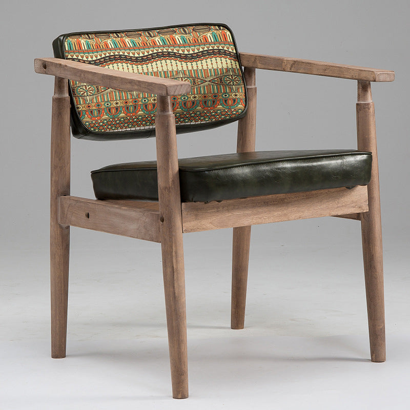 Traditional Style Rubber Wood Chairs Open Back Side Kitchen Dining Chair