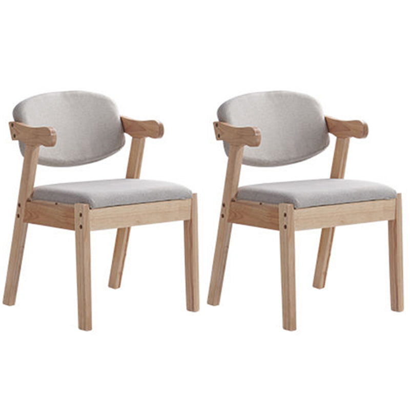 Contemporary Dining Arm Chair Open Back Side Chair with Wood Legs for Home Use