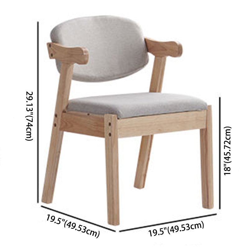 Contemporary Dining Arm Chair Open Back Side Chair with Wood Legs for Home Use