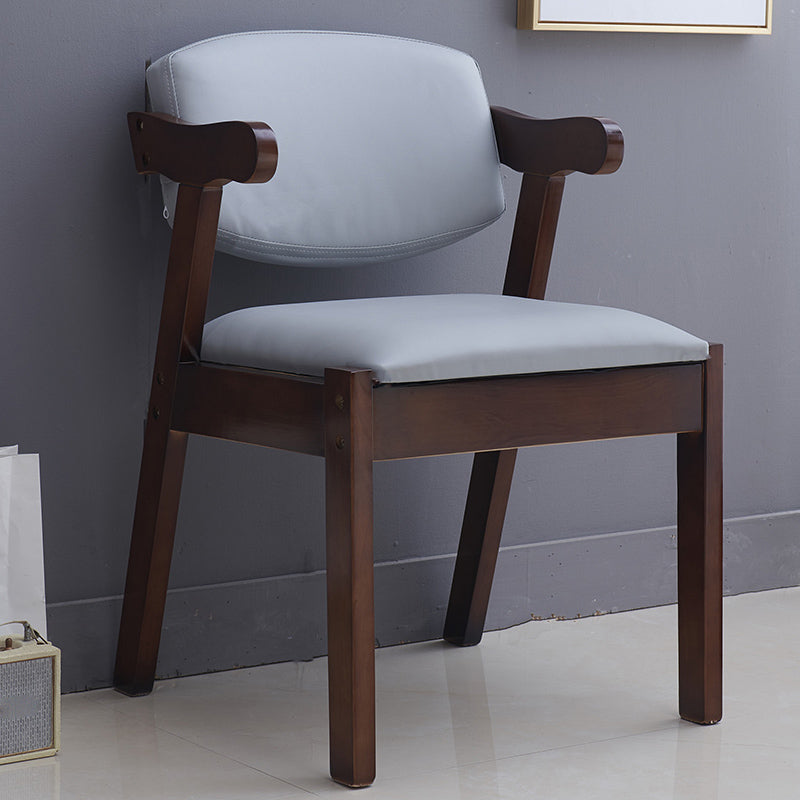 Contemporary Dining Arm Chair Open Back Side Chair with Wood Legs for Home Use