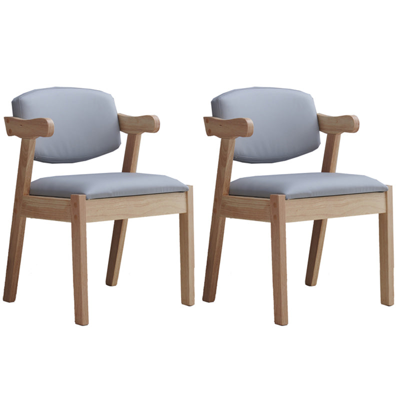 Contemporary Dining Arm Chair Open Back Side Chair with Wood Legs for Home Use