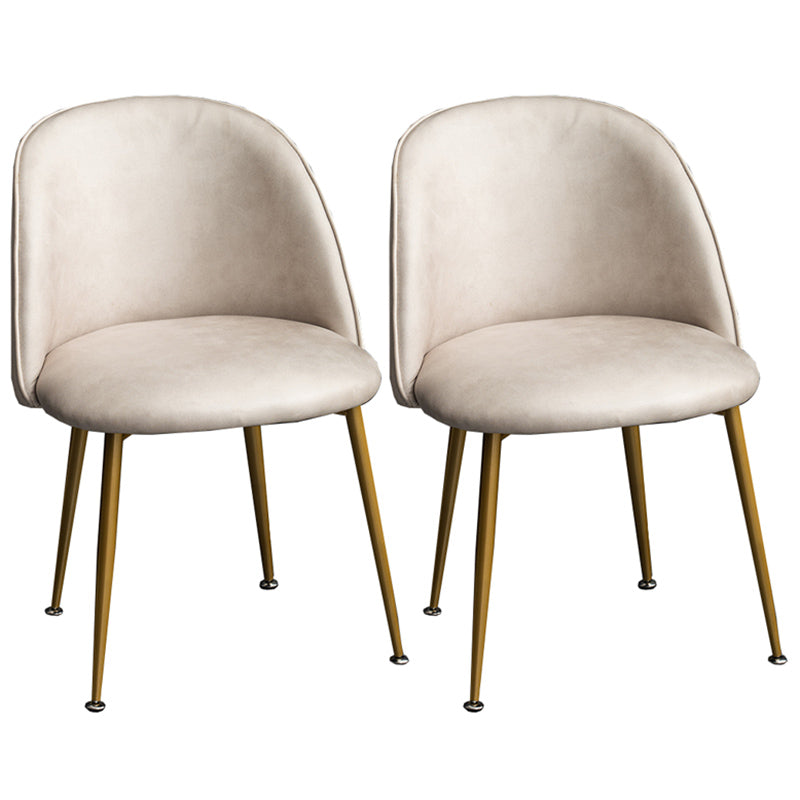 Glam Dining Side Chairs for Home Use Cushioned Armless Chair with Gold Legs