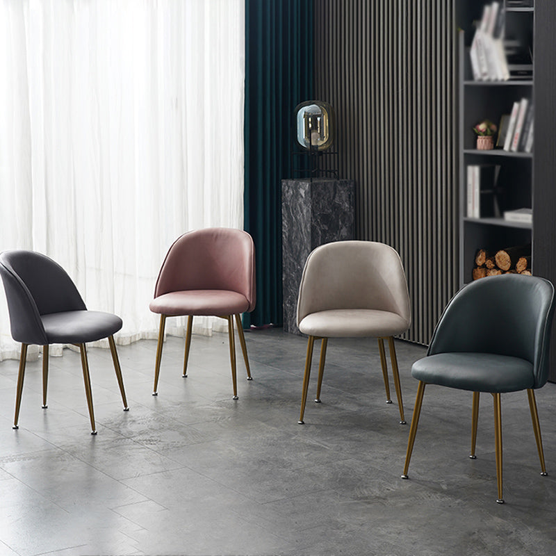 Glam Dining Side Chairs for Home Use Cushioned Armless Chair with Gold Legs