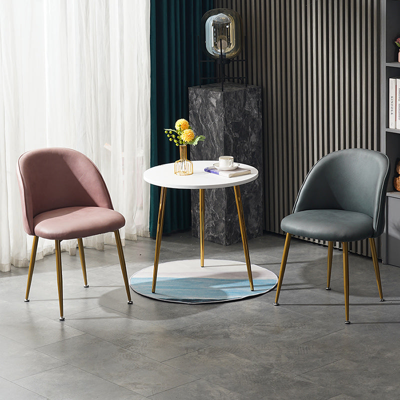 Glam Dining Side Chairs for Home Use Cushioned Armless Chair with Gold Legs