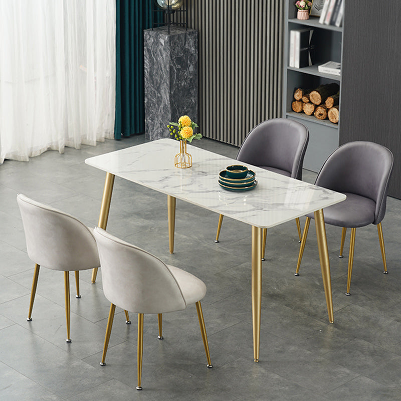 Glam Dining Side Chairs for Home Use Cushioned Armless Chair with Gold Legs