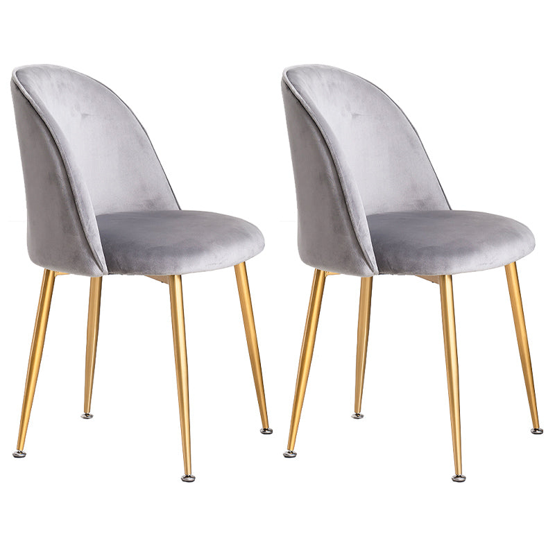 Glam Dining Side Chairs for Home Use Cushioned Armless Chair with Gold Legs
