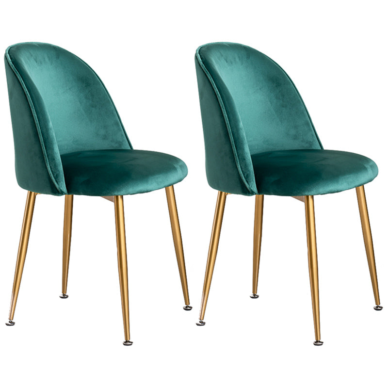 Glam Dining Side Chairs for Home Use Cushioned Armless Chair with Gold Legs