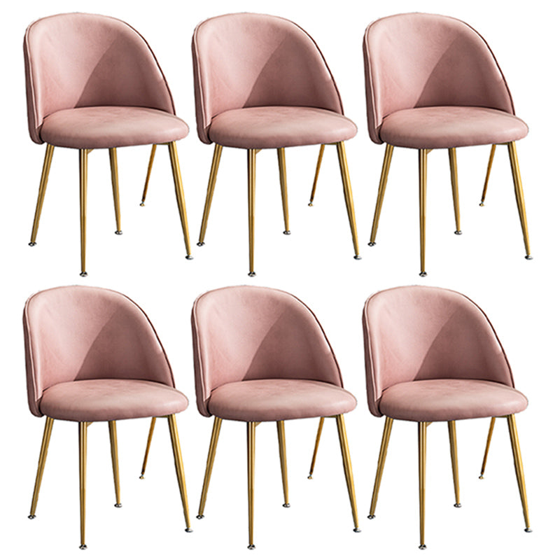 Glam Dining Side Chairs for Home Use Cushioned Armless Chair with Gold Legs