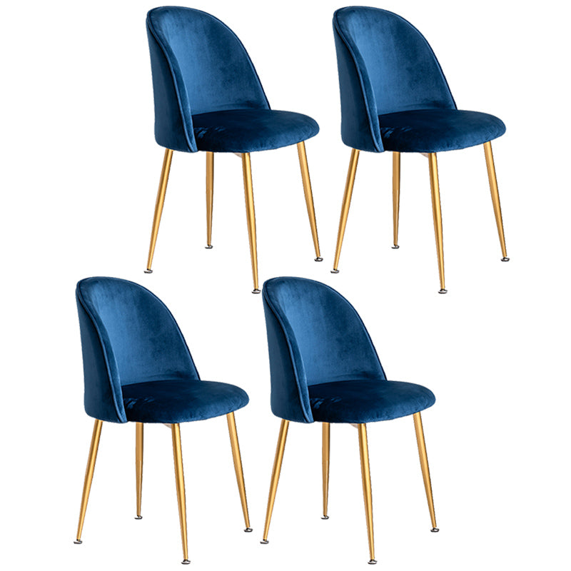 Glam Dining Side Chairs for Home Use Cushioned Armless Chair with Gold Legs
