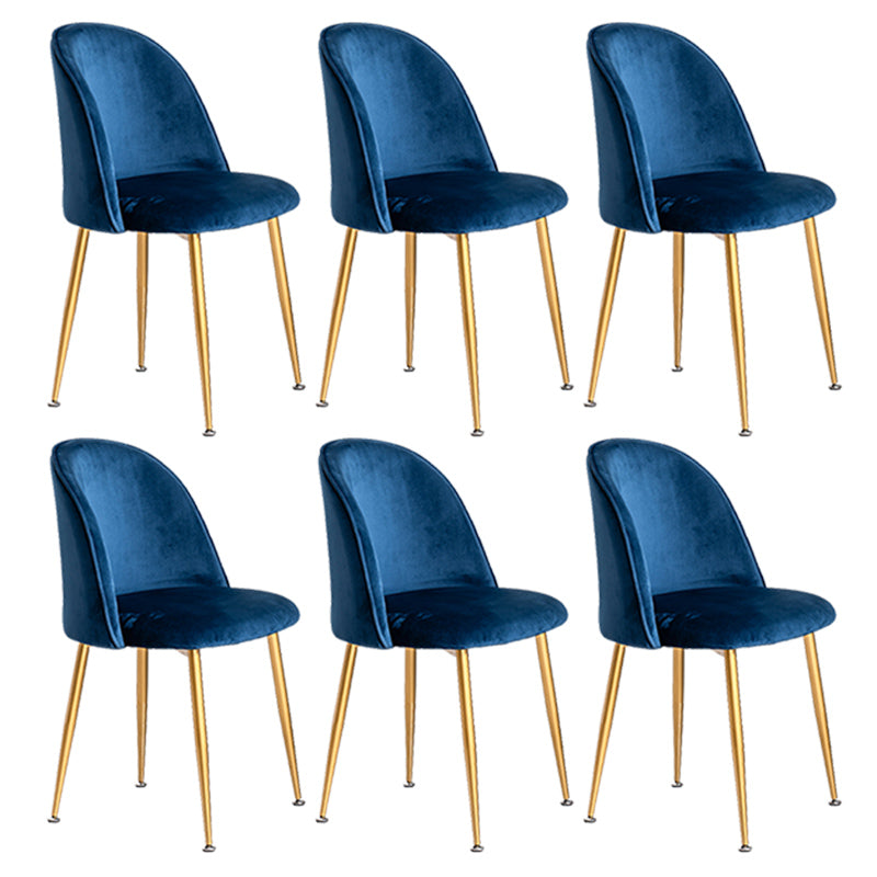 Glam Dining Side Chairs for Home Use Cushioned Armless Chair with Gold Legs