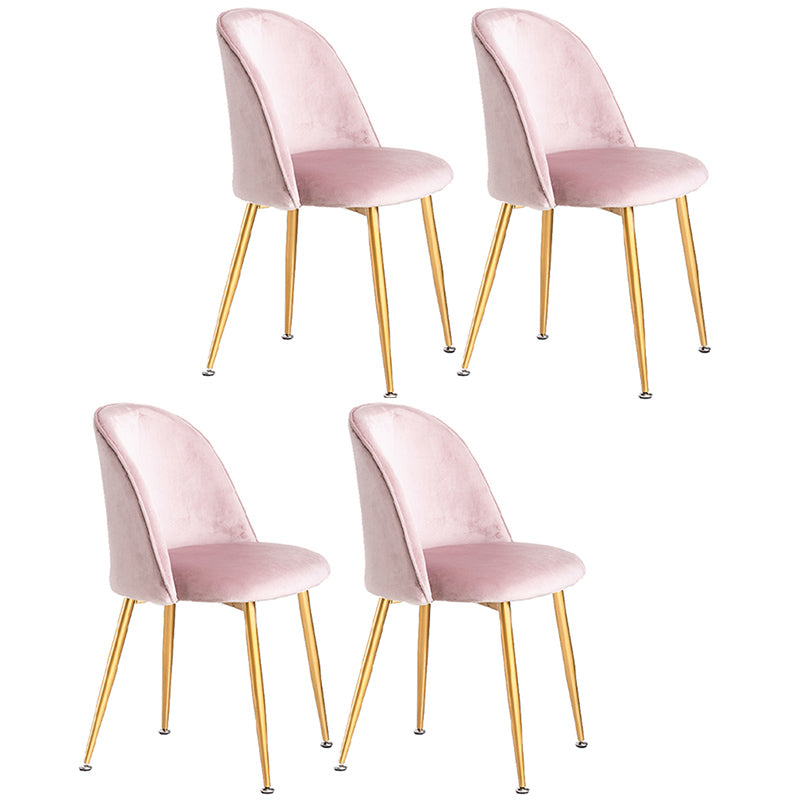 Glam Dining Side Chairs for Home Use Cushioned Armless Chair with Gold Legs
