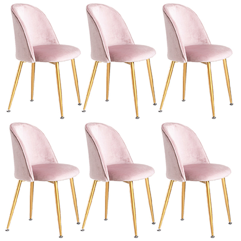 Glam Dining Side Chairs for Home Use Cushioned Armless Chair with Gold Legs