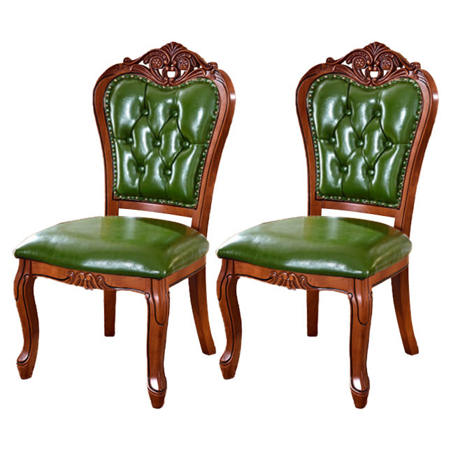Leather Open Back Dining Side Chair Kitchen Dining Chair with Solid Wood Legs