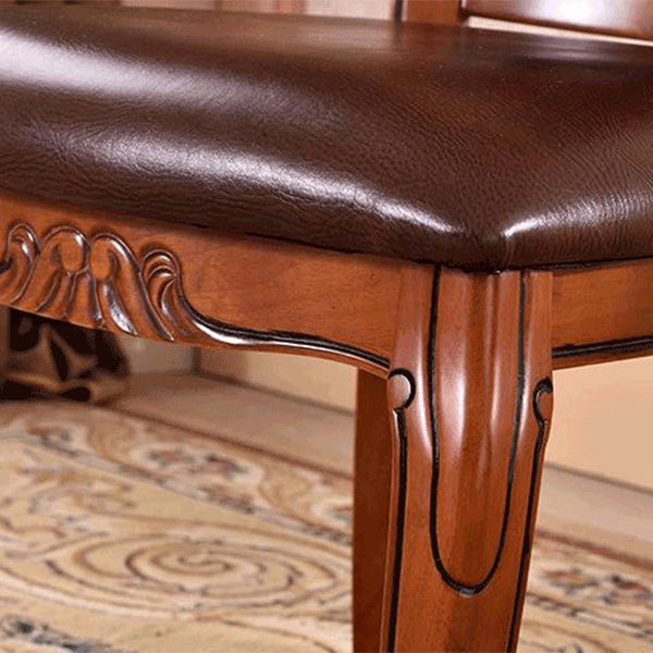 Leather Open Back Dining Side Chair Kitchen Dining Chair with Solid Wood Legs