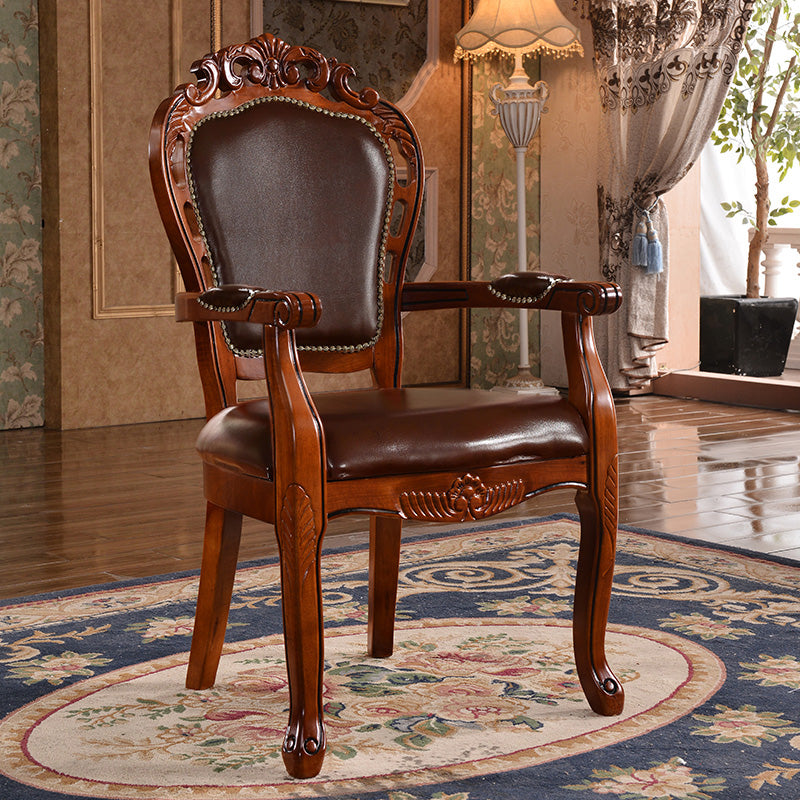 Chaise d'intérieur à dossier ouvert en bois de style victorien, chaise de salle à manger de 24 pouces de large