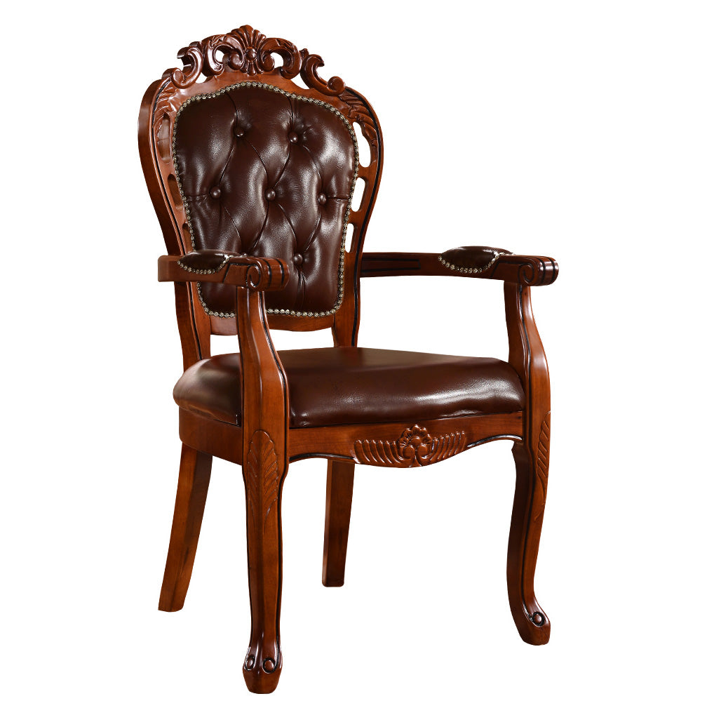 Chaise d'intérieur à dossier ouvert en bois de style victorien, chaise de salle à manger de 24 pouces de large