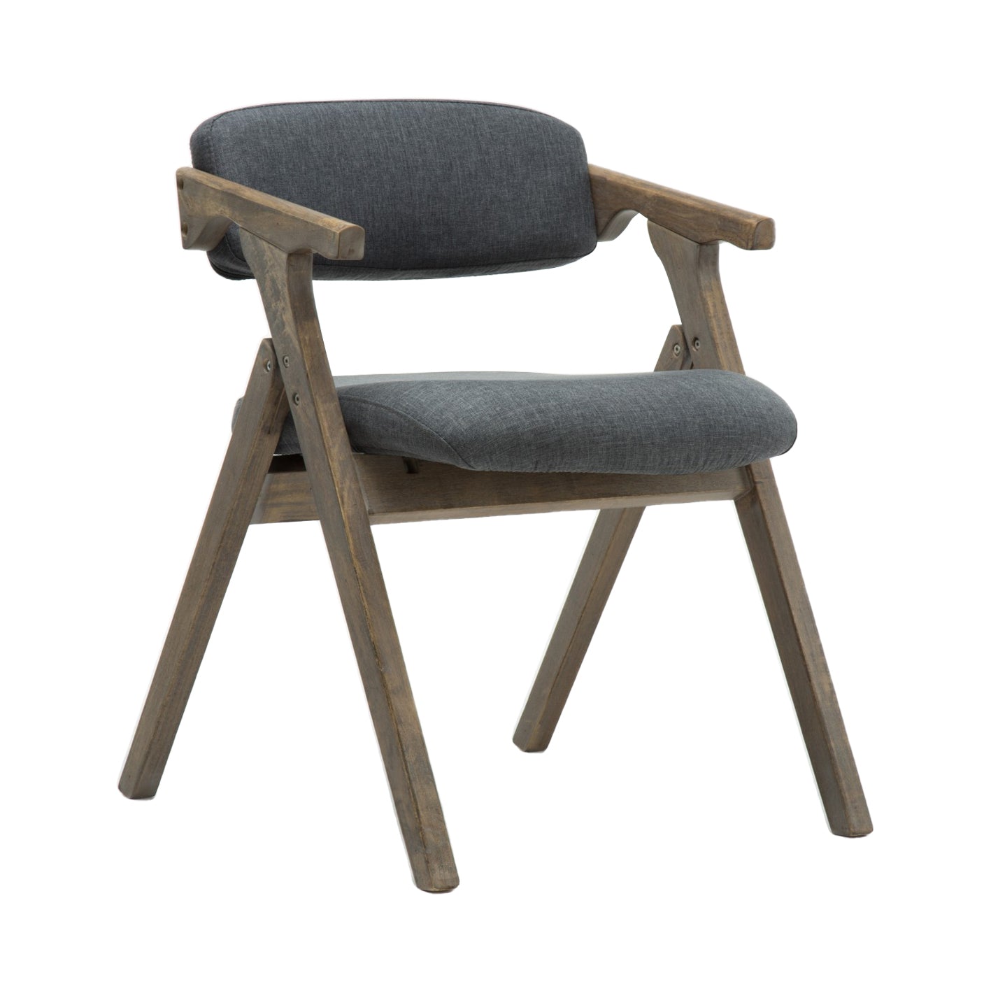 Country Style Dining Arm Chairs Open Back Foldable Upholstered Armchair