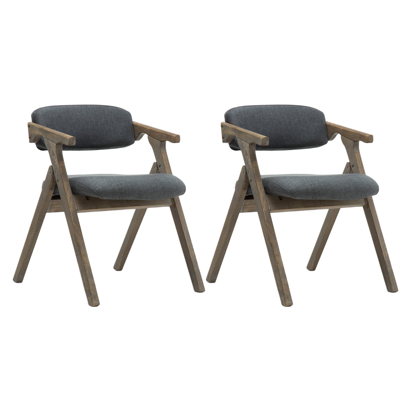 Country Style Dining Arm Chairs Open Back Foldable Upholstered Armchair