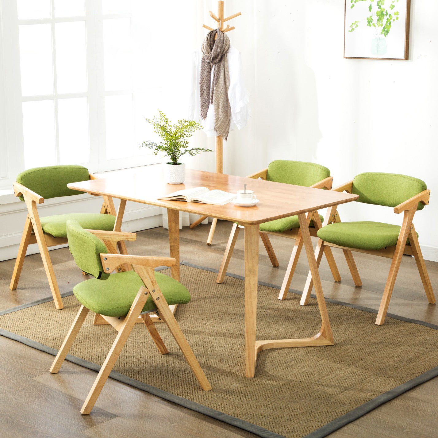 Country Style Dining Arm Chairs Open Back Foldable Upholstered Armchair