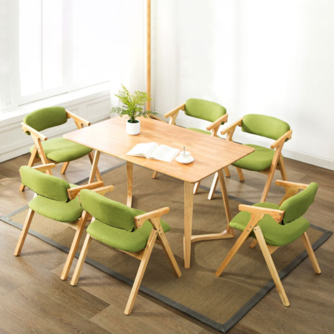 Country Style Dining Arm Chairs Open Back Foldable Upholstered Armchair
