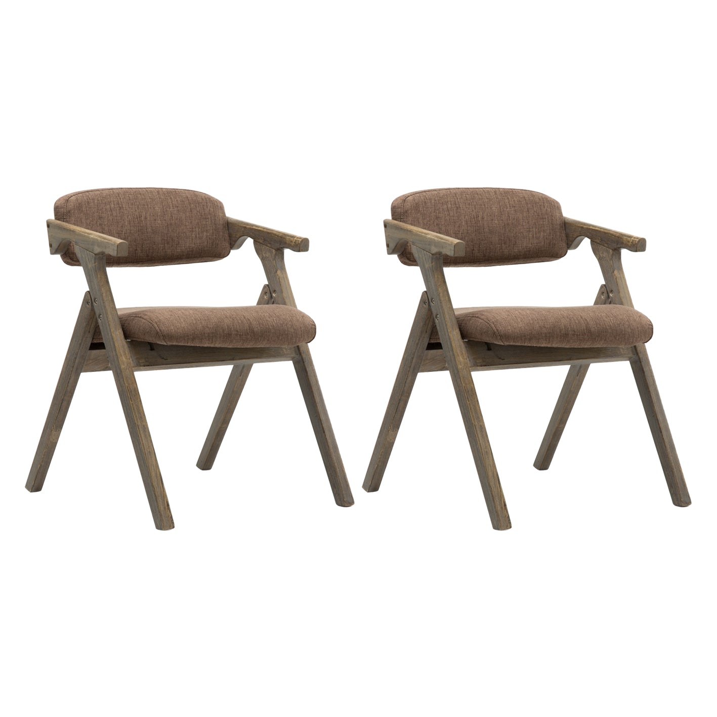 Country Style Dining Arm Chairs Open Back Foldable Upholstered Armchair