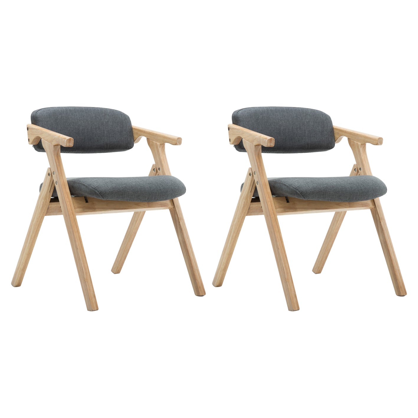 Country Style Dining Arm Chairs Open Back Foldable Upholstered Armchair