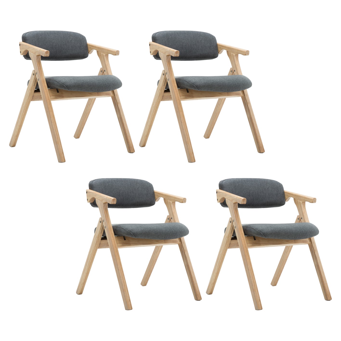 Country Style Dining Arm Chairs Open Back Foldable Upholstered Armchair