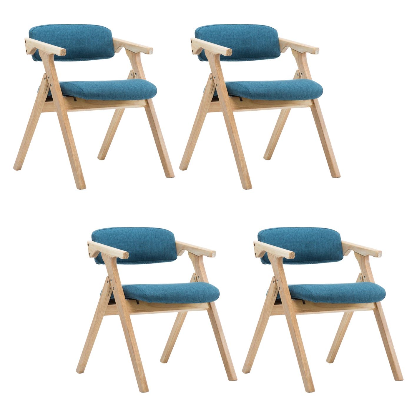 Country Style Dining Arm Chairs Open Back Foldable Upholstered Armchair