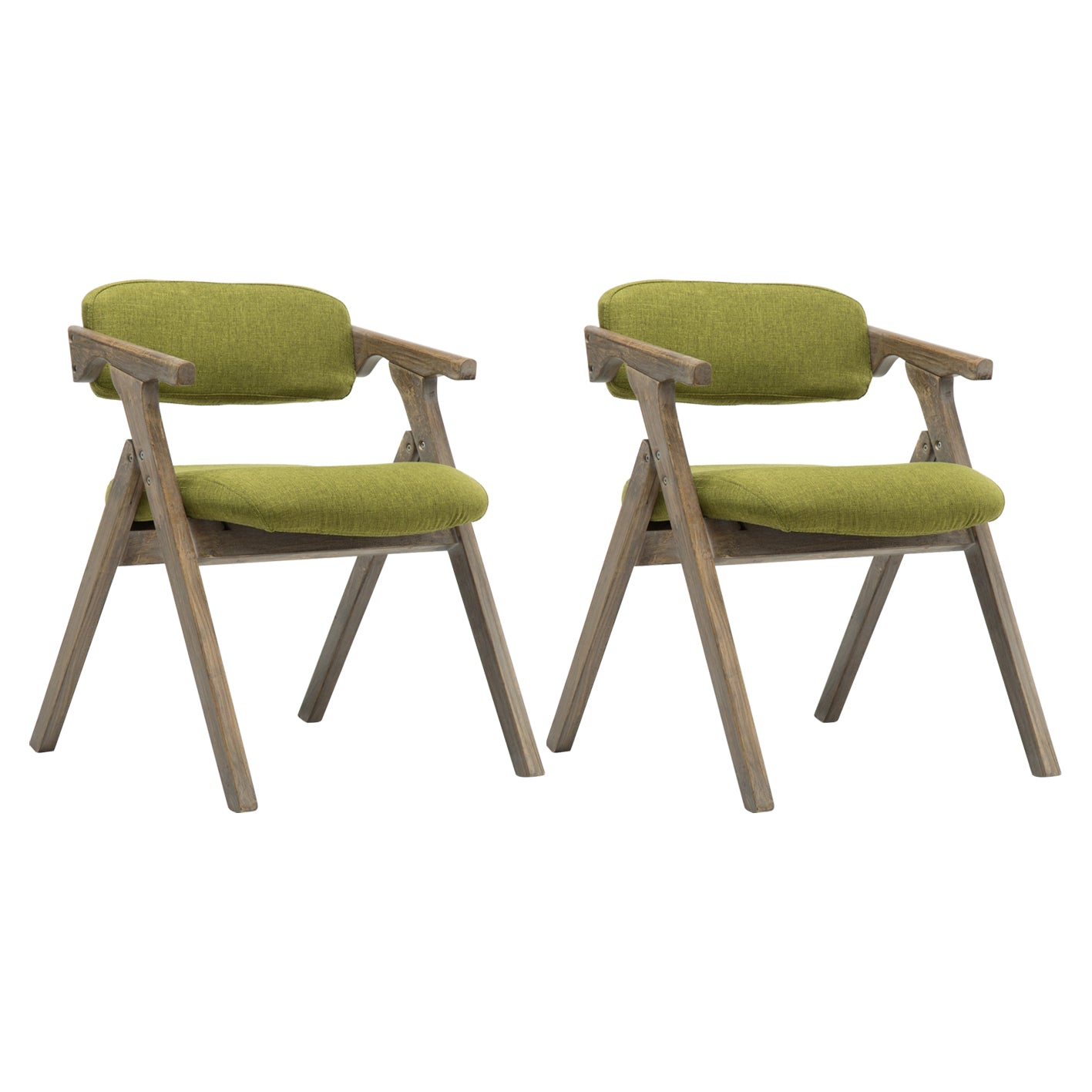 Country Style Dining Arm Chairs Open Back Foldable Upholstered Armchair