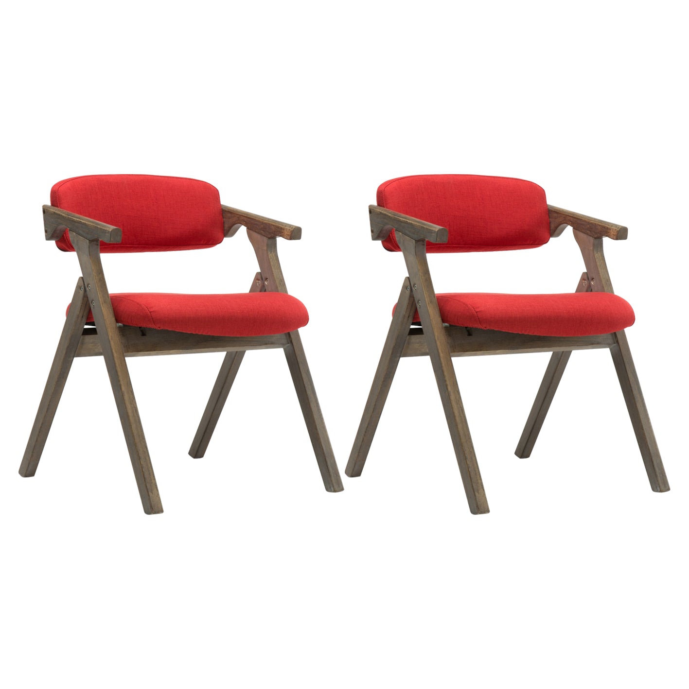 Country Style Dining Arm Chairs Open Back Foldable Upholstered Armchair