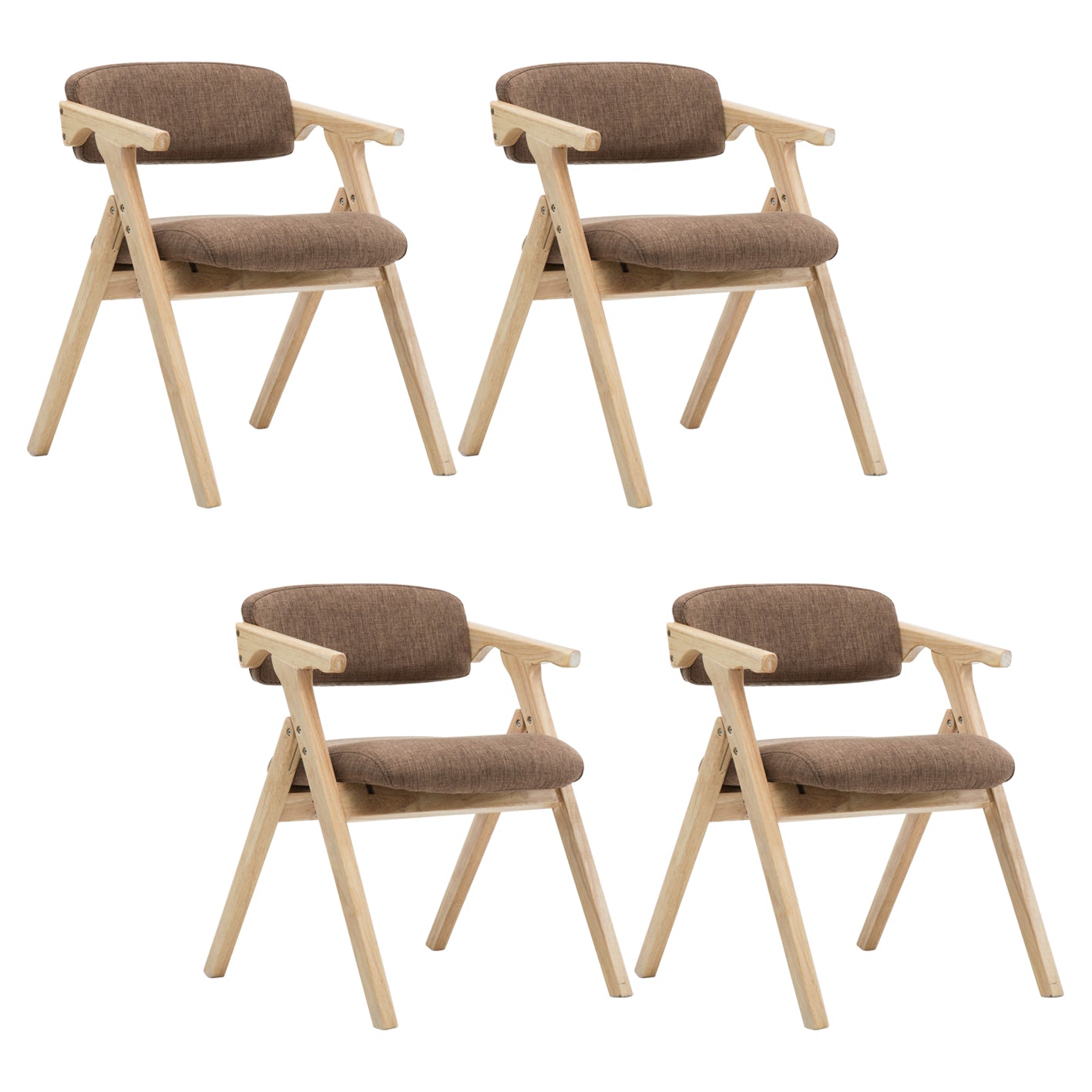 Country Style Dining Arm Chairs Open Back Foldable Upholstered Armchair