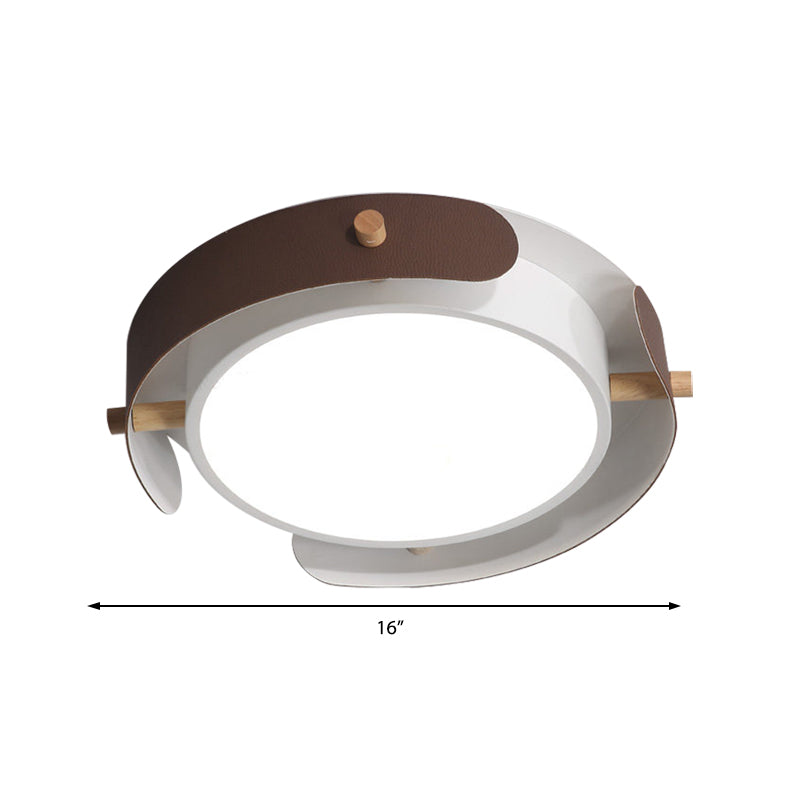 Plafonnier rond en acrylique nordique pour chambre à coucher, 40,6 cm/49,5 cm de diamètre, plafonnier LED avec boîtier extérieur en blanc/blanc vieilli