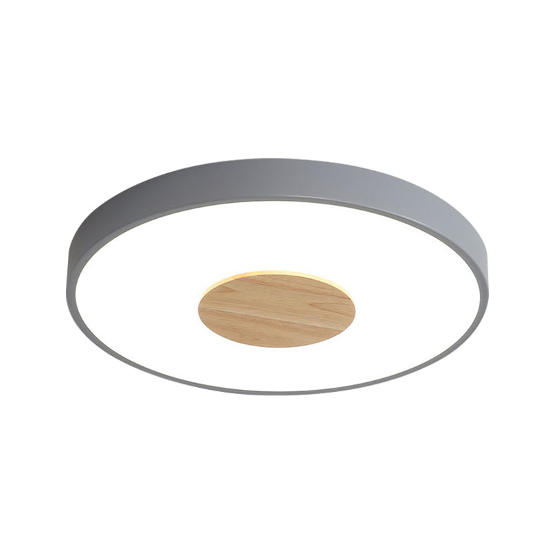 Round Flush Mount Ceiling Light Nordic Iron 1 Head Pink/Blue/White Lighting Fixture for Bedroom, 12"/16"/19.5" Width