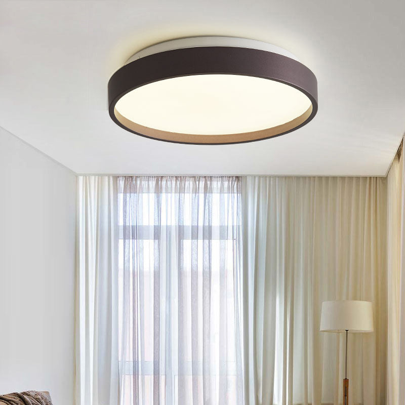 12"/18" Round Flush Light Modern Acrylic 1 Light Flush Mount Ceiling Light in Coffee Bronze/Gold/White for Indoor