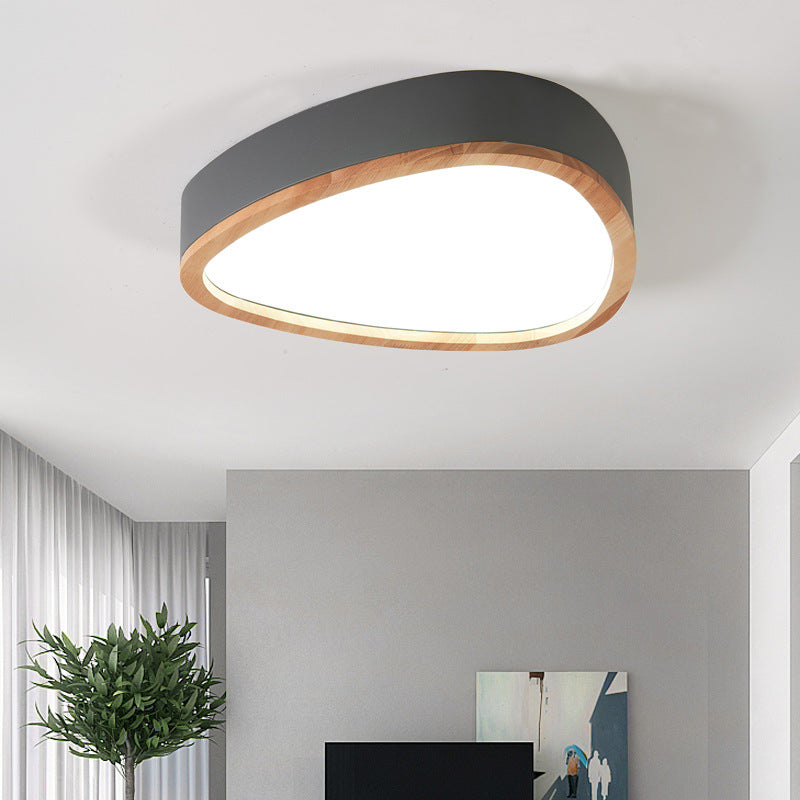 Grey/White/Green Drop Flush Mount Ceiling Light Modern Iron and Wood Unique Ceiling Light in Warm/White