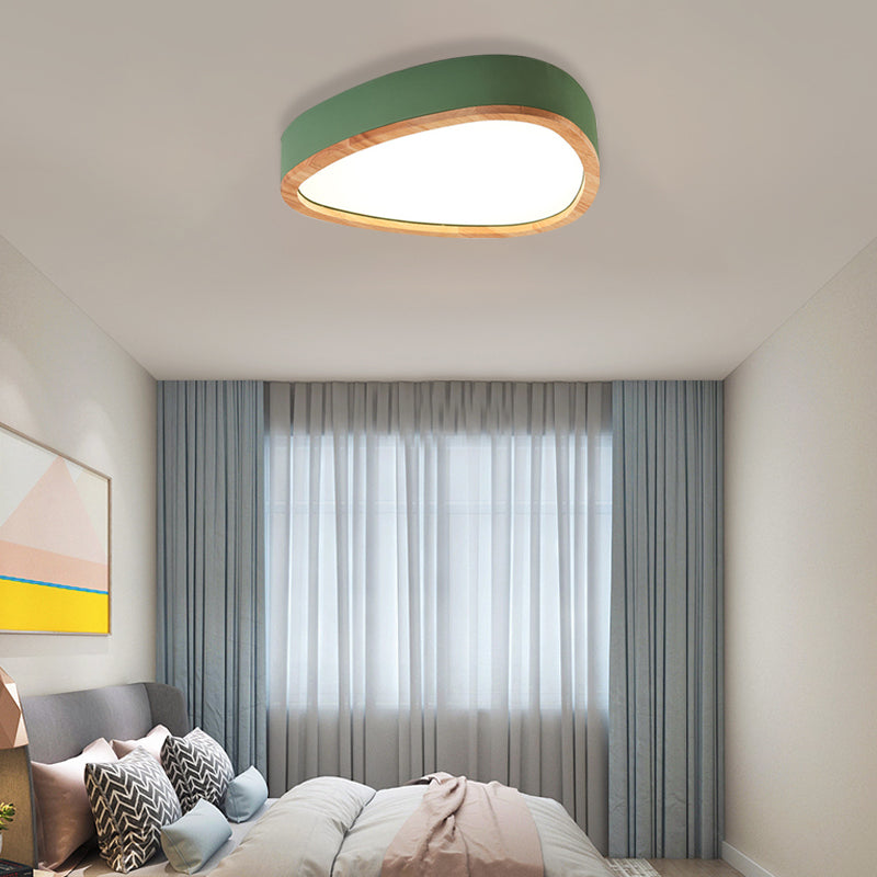 Grey/White/Green Drop Flush Mount Ceiling Light Modern Iron and Wood Unique Ceiling Light in Warm/White