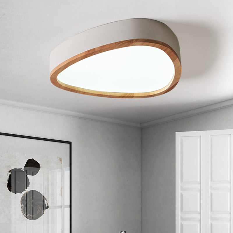 Grey/White/Green Drop Flush Mount Ceiling Light Modern Iron and Wood Unique Ceiling Light in Warm/White