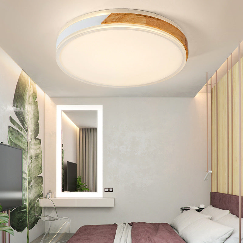 Plafonnier encastré moderne en bois et fer, blanc chaud/blanc, luminaire décoratif d'intérieur, blanc/or